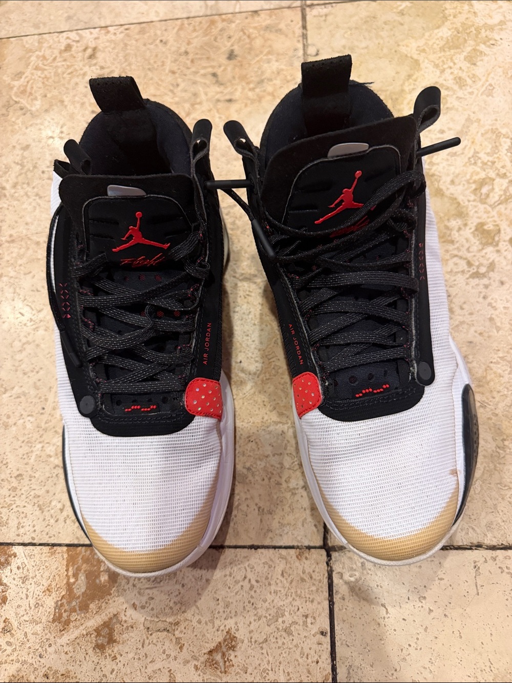 Jordan Kids Black/White/Red Low-Top Sneakers